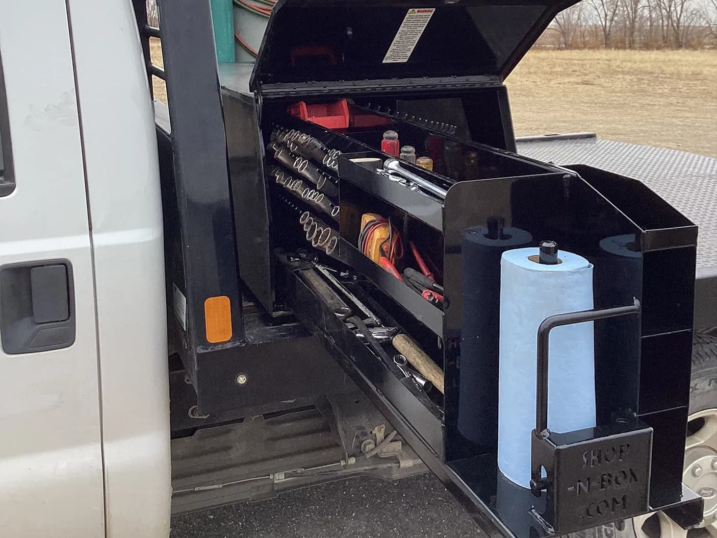 Shop-N-Box™ 2-65A Model truck toolbox hand tool side with wrench and hand tool organizer insert
