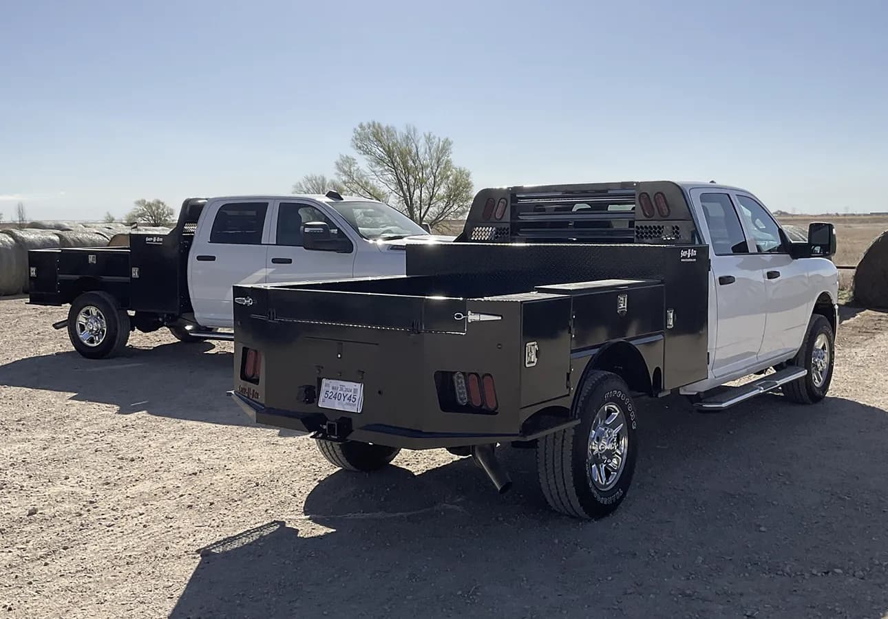Shop-N-Box™ Gen 2 flatbed truck toolbox with patented roller system custom fit for any work truck