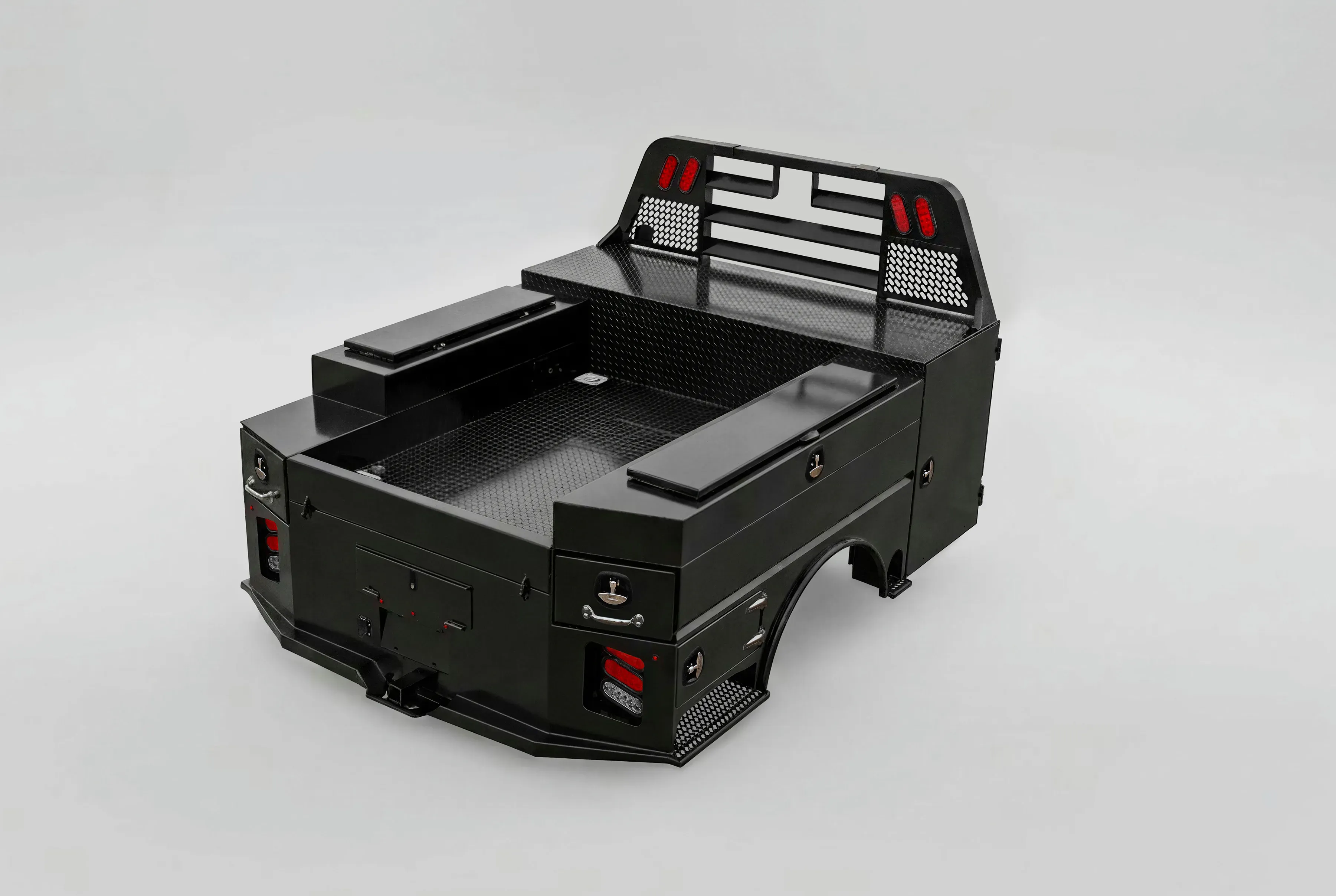 Shop-N-Box Legend Bed black finish rear three-quarter view