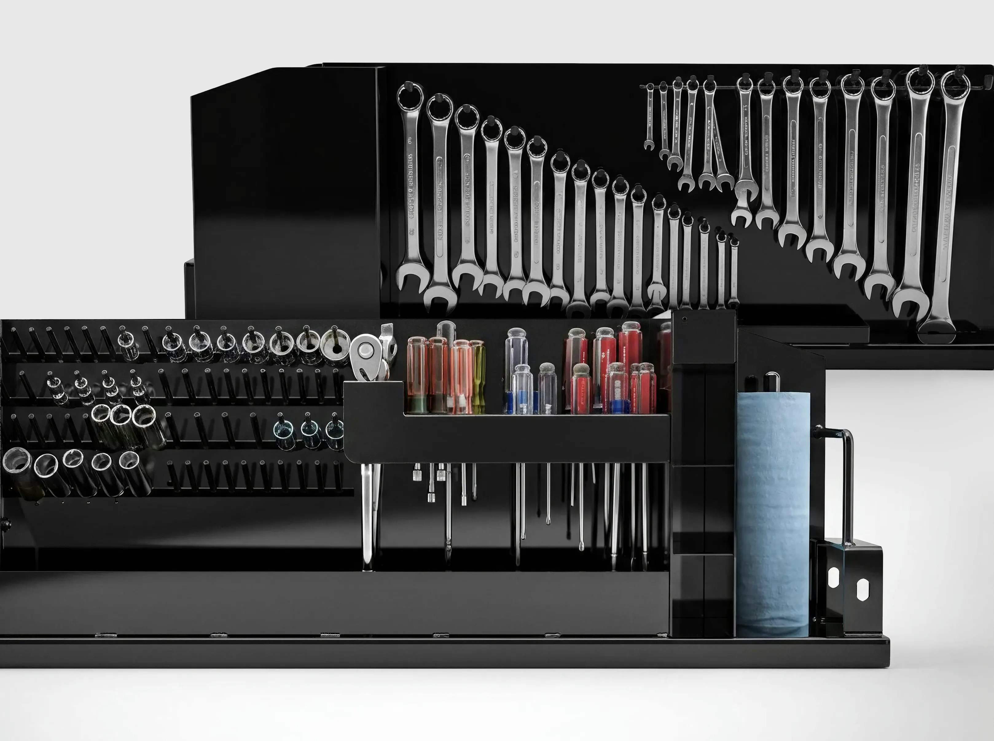 Shop-N-Box™ Legend Bed tool organizer insert with comprehensive wrench, socket, and hand tool storage