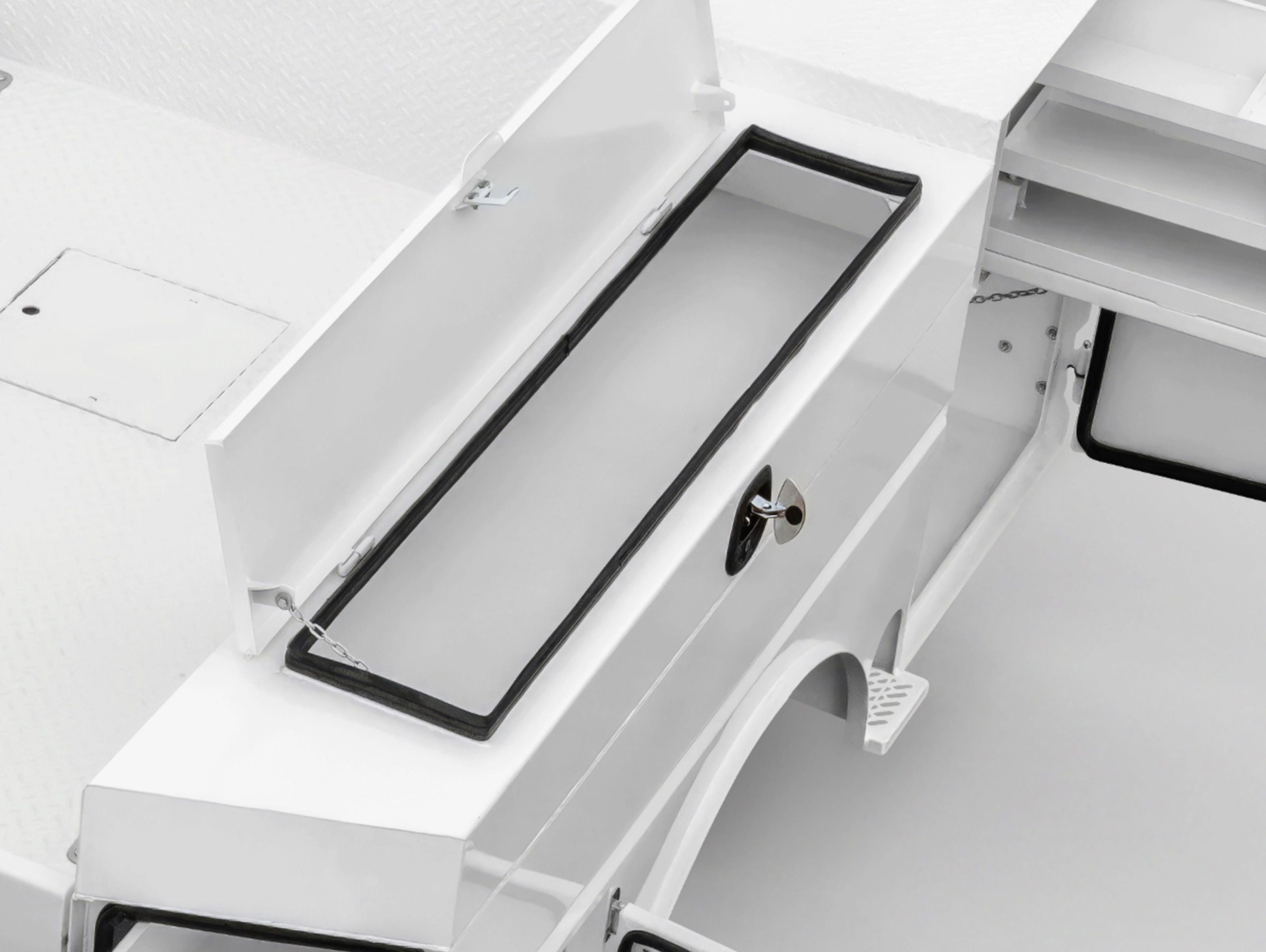 Shop-N-Box Legend coffin box top access compartment open